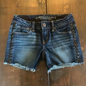 AMERICAN EAGLE Shorts SZ 00 Stretch Faux Leather trim